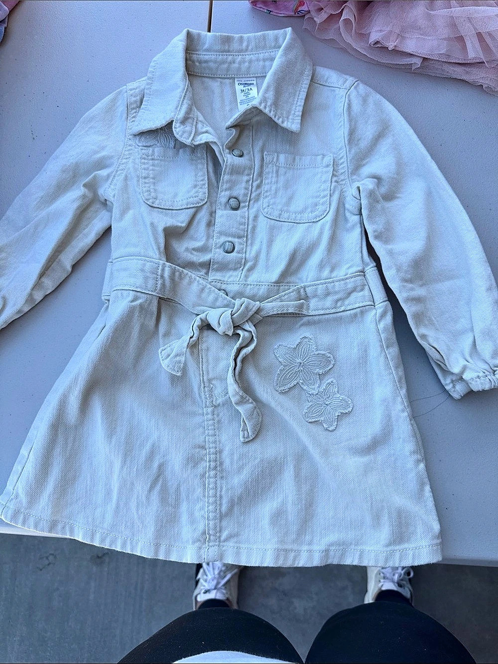 OshKosh B'gosh Kids Long Sleeve Casual Dress in White 3T